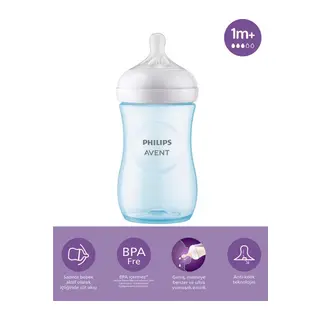 Doğal Tepkili Natural Response PP Biberon 260 ml 1+ Ay Mavi