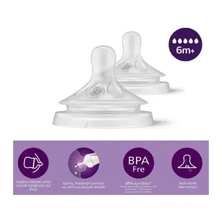 Doğal Tepkili Natural Response 2'Li Biberon Emziği No:5 6+ Ay