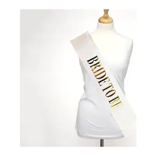 Beyaz Üzeri Altın Büyük Bride To Be Yazılı Simli Işıltılı Kuşak Kemer 10x80 cm