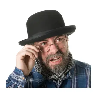 Siyah Renk Yetişkin Boy Retro Bowler Derby Şapkası 58 cm