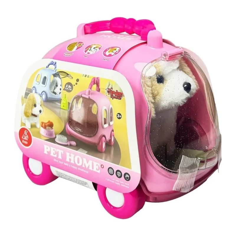 JND-6802 Taşıma Araba Çantalı Hareketli Pilli Köpek Set -Vardem Oyuncak