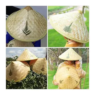 Naturel Renk Cambodia Kamboçyalı Vietnam Şapkası PVC Hasır