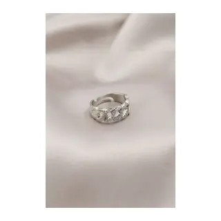 Gümüş Renk Metal Zincir Model Taşlı Kadın Yüzük