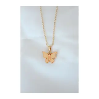 Gold Kaplama Sarı Renk Sedefli Kelebek Kolye