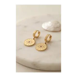 316L Çelik Gold Renk Göz İşleme Zirkon Taş Detay Kadın Küpe