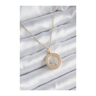 316L Çelik Gold Renk Zirkon Taş Detay Ay Yıldız Fanus Model Kadın Kolye