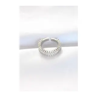Sıralı Baget Taşlı Silver Renk Ayarlanabilir Yüzük
