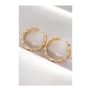 Pirinç Gold Renk Zincir Model Halka Küpe