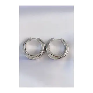 Pirinç Gümüş Renk Asimetrik Kıvrım Küpe