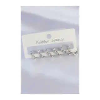 Pirinç Gümüş Renk Kalp Model Küpe Seti