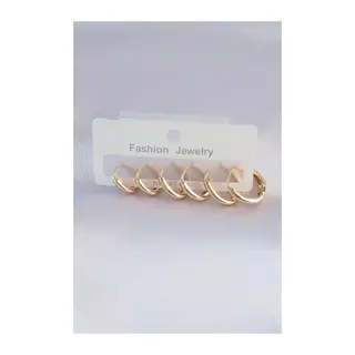 Pirinç Gold Renk Oval Küpe Seti