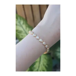 Vip Seri Pirinç Zirkon Taşlı Gold Renk Damla Model Bileklik