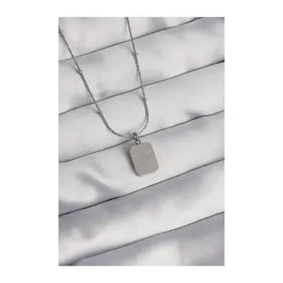 316L Çelik Gümüş Renk Kare Charm Model Kolye