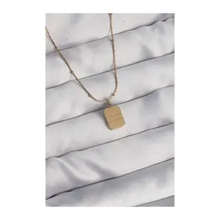 316L Çelik Gold Renk Kare Charm Model Kolye