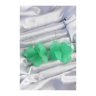 Pirinç Yeşil Renkli Flora Küpe