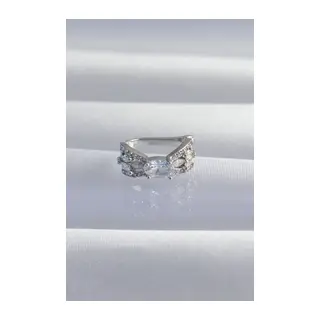Pirinç Gümüş Renk Zirkon Taş Kaplama Earcuff Küpe