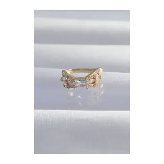 Pirinç Gold Renk Zirkon Taş Kaplama Earcuff Küpe