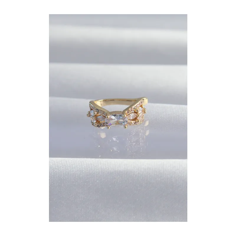 Pirinç Gold Renk Zirkon Taş Kaplama Earcuff Küpe