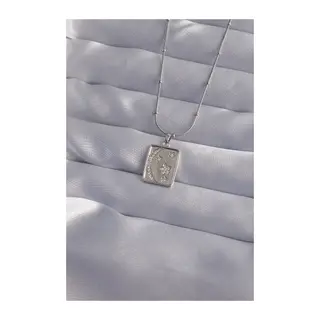 316L Çelik Zincir Gümüş Renk Zirkon Taşlı Ay Yıldız Figürlü Tarot Kolye