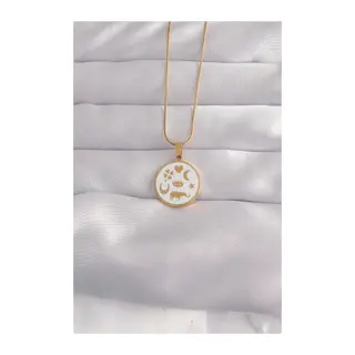 316L Çelik Gold Renk Beyaz Mineli Karışık Figürlü Tarot Kolye