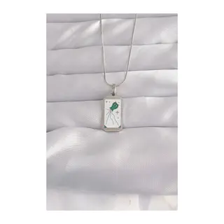 316L Çelik Gümüş Renk Beyaz Mineli Tarot Kolye