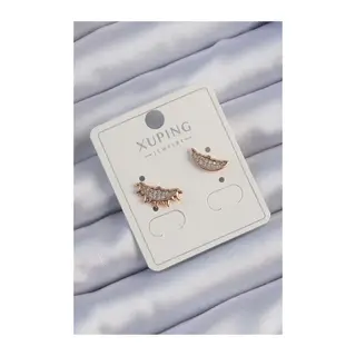 Xuping Rose Renk Zirkon Taşlı Ay ve Güneş Tasarımlı Küpe