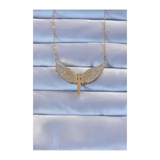 316L Çelik Gold Renk Zirkon Taşlı Mikail Kolye