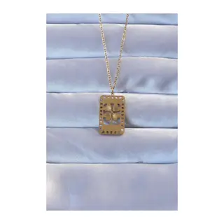 316L Çelik Gold Renk İşlemeli Yonca Model Vintage Kolye