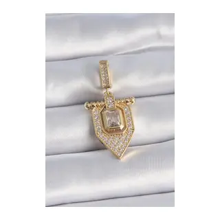 Pirinç Gold Renk Baget Zirkon Taşlı Ajda Charm