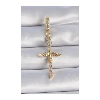 Pirinç Gold Renk Zirkon Taş Detaylı Elif Model Anka Kuşu Figür Ajda Charm