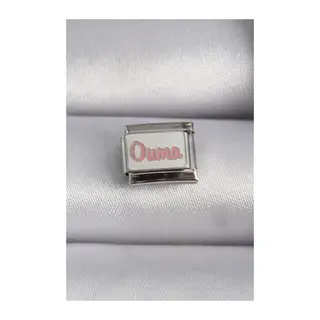 316L Çelik Gümüş Renk Beyaz Pembe Ouma İşlemeli Nomination Charm