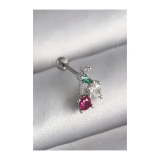 316L Çelik Gümüş Renk Zirkon Taşlı Tragus Piercing