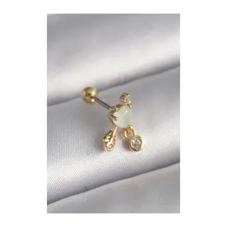316L Çelik Gold Renk Beyaz Mineli Kalp Sallantı Zirkon Taşlı Tragus Piercing