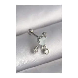 316L Çelik Gümüş Renk Beyaz Minelik Kalp Sallantı Zirkon Taş Detay Tragus Piercing