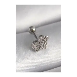 316L Çelik Gümüş Renk Zirkon Taşlı Sonsuzluk Detay Tragus Piercing