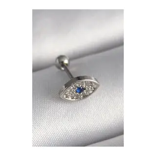 316L Çelik Gümüş Renk Zirkon Taşlı Göz Tragus Piercing