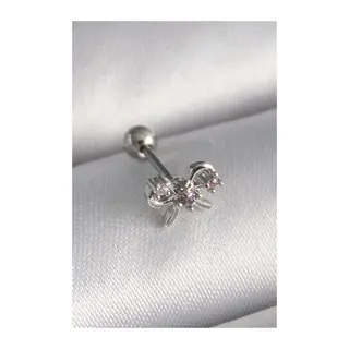 316L Çelik Gümüş Renk Zirkon Taşlı Kurdele Tragus Piercing
