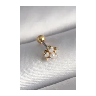 316L Çelik Gold Renk Zirkon Taşlı Çiçek Model Tragus Piercing