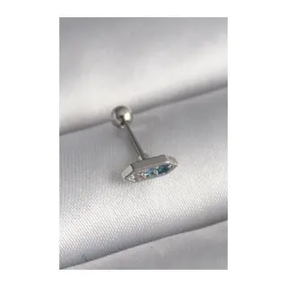 316L Çelik Gümüş Renk Mavi Zirkon Taşlı Tragus Piercing