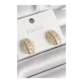 Pirinç Gold Renk Zirkon Taşlı Kaplumbağa Kabuğu Model Kadın Küpe