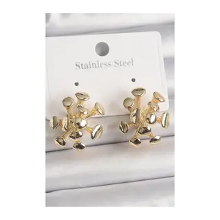 Pirinç Gold Renk Virüs Figür Model Kadın Küpe