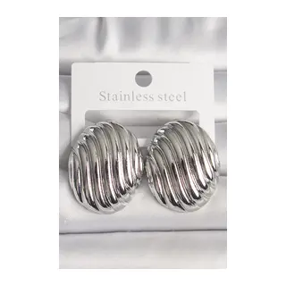 Pirinç Gümüş Renk İşlemeli Oval Model Kadın Küpe