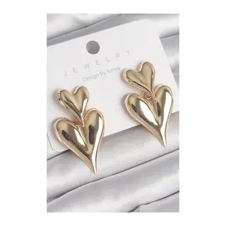 Pirinç Gold Renk Sallantı Kalp Model Kadın Küpe