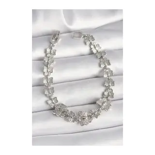 Pirinç Gümüş Renk Zirkon Taşlı Kelebek Model Zincir Kadın Bileklik