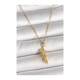 316L Çelik Gold Renk Zincir Sarılma Model Kadın Kolye