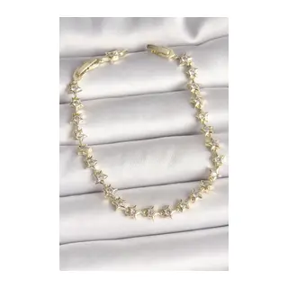 Pirinç Gold Renk Zirkon Taşlı Yıldız Model VIP Seri Kadın Bileklik