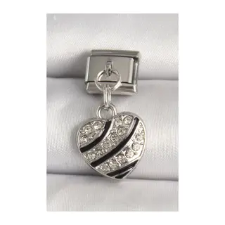 316L Çelik Gümüş Renk Zirkon Taşlı Kalp Model Nomination Charm