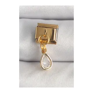 316L Çelik Gold Renk Sallantı Damla Zirkon Taşlı Nomination Charm