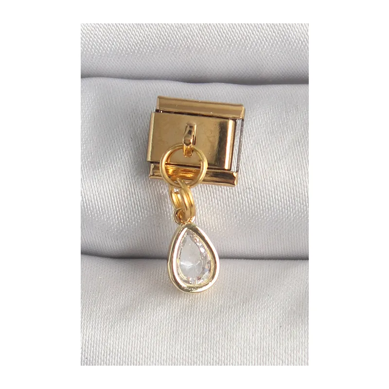 316L Çelik Gold Renk Sallantı Damla Zirkon Taşlı Nomination Charm
