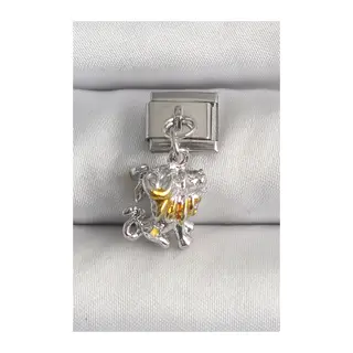 316L Çelik Gümüş Renk Sallantı Aslan Model Nomination Charm